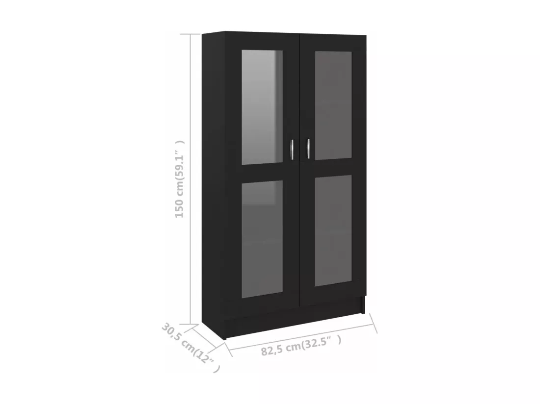 Armoire à vitrine Noir 82,5x30,5x150 cm Aggloméré
