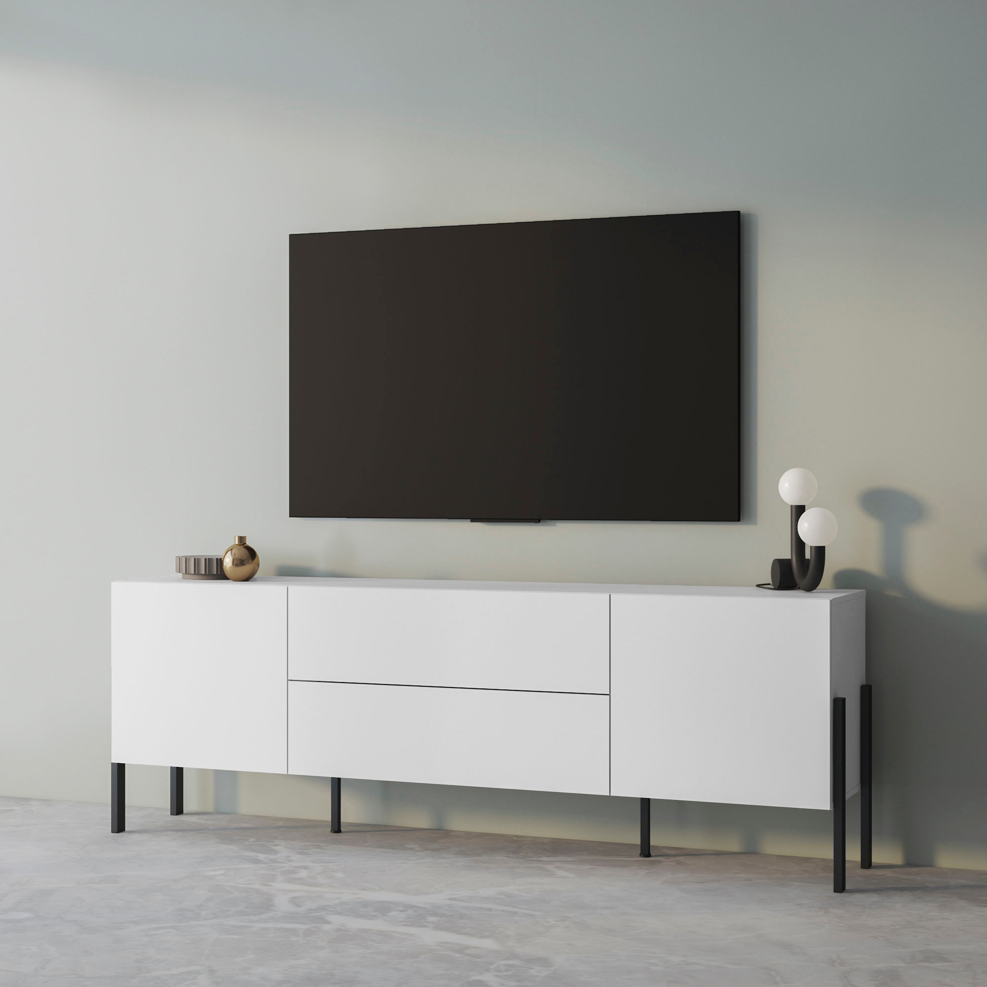 INOSIGN Lowboard »Jukon,Breite 200 cm, moderne grifflose TV-Kommode,2 Türen/2 Schubladen« TV-Schrank mit viel Stauraum, TV-Board, push-to-open-Funktion