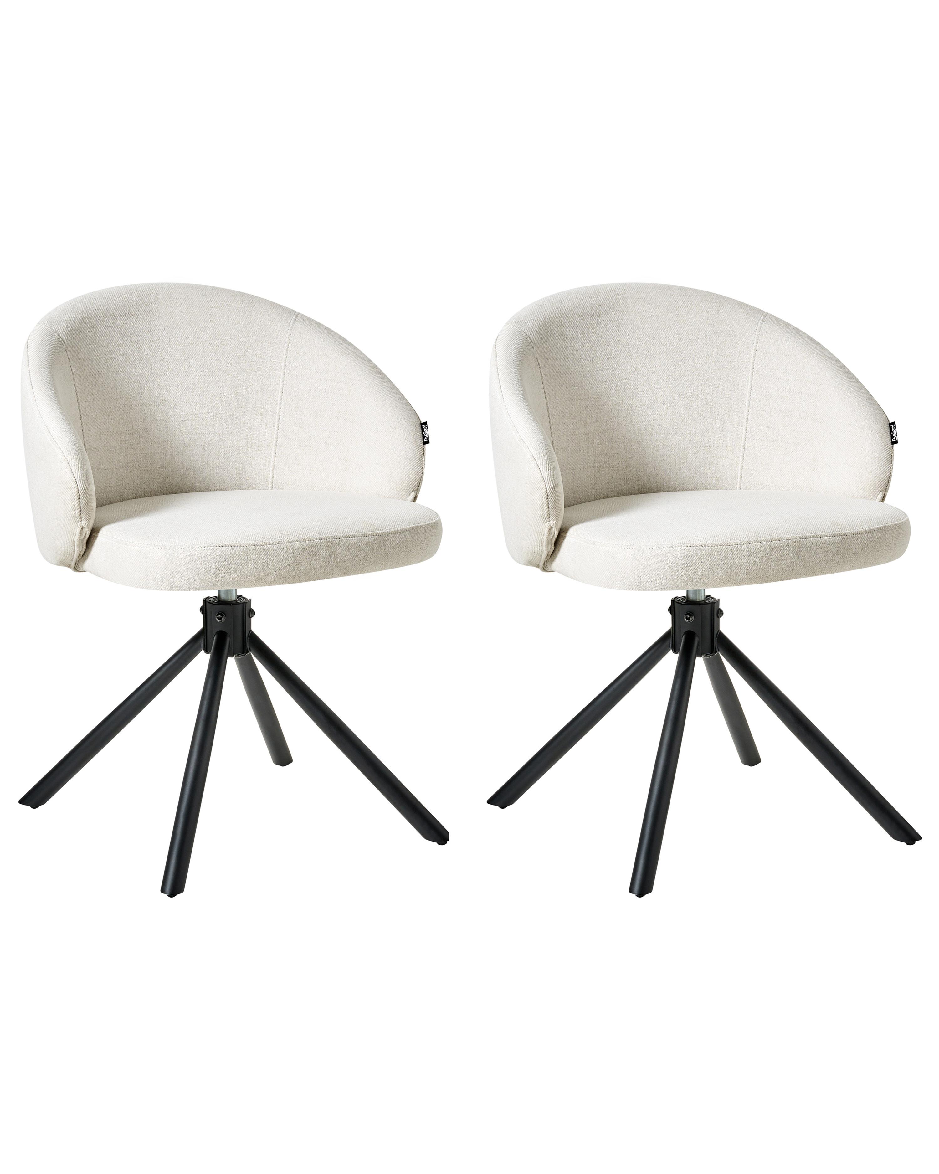 Set van 2 eetkamerstoelen draaibaar OVALO Stof Gebroken wit