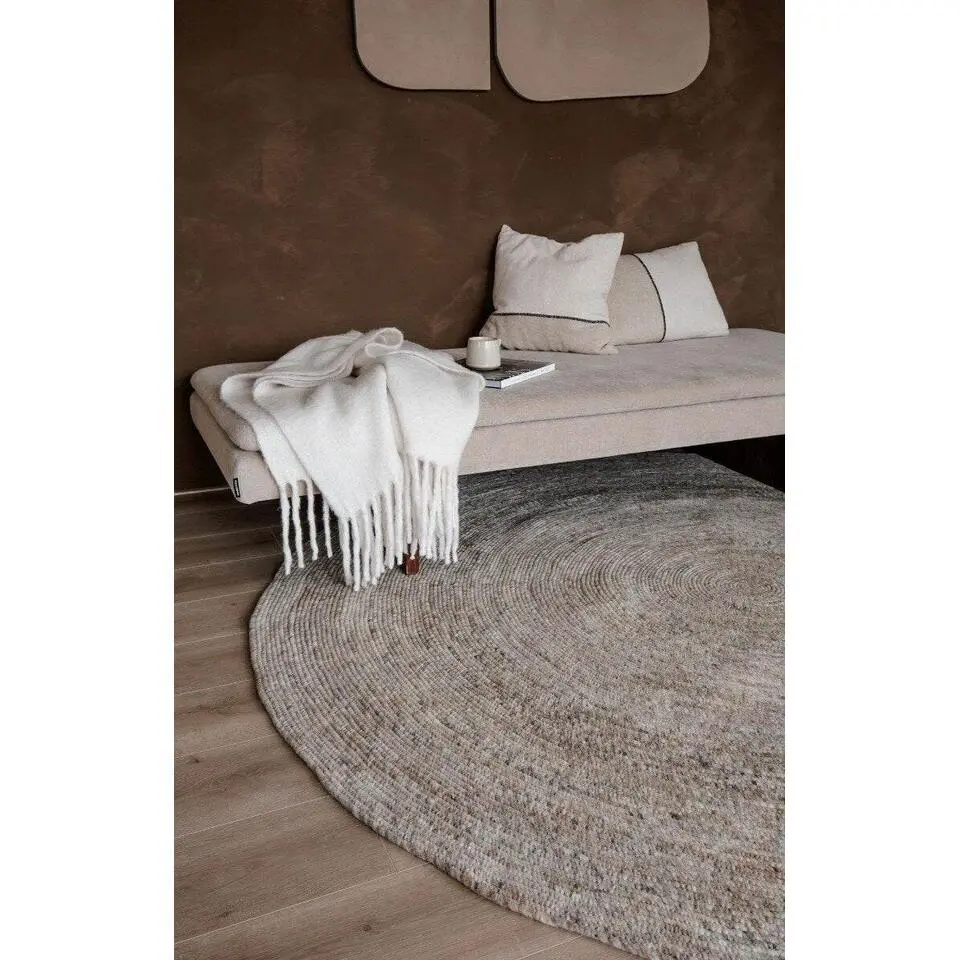 Interieur05 rond vloerkleed Gapo grijs/bruin - 180 x 180 cm