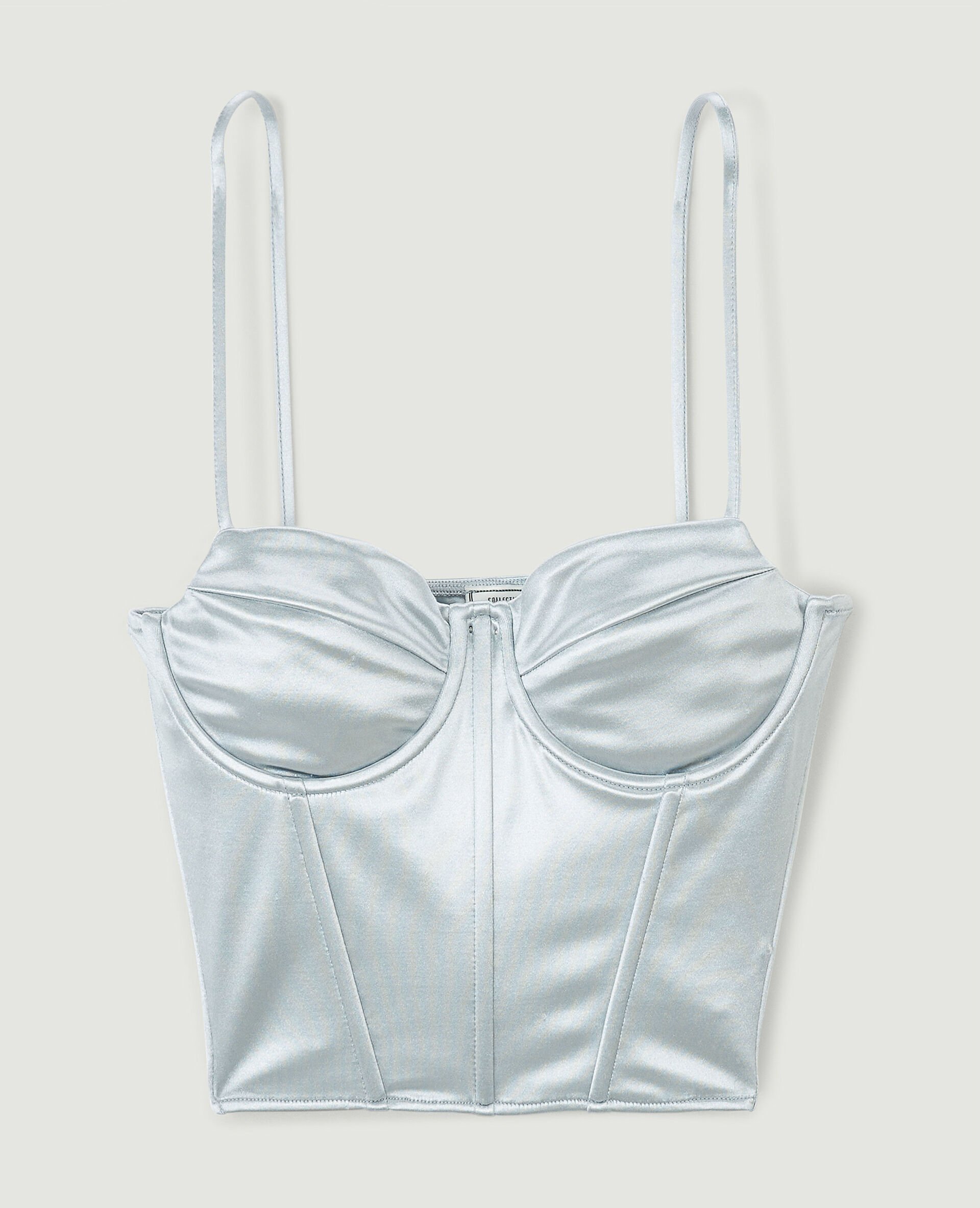 Corset en satin - Gris clair