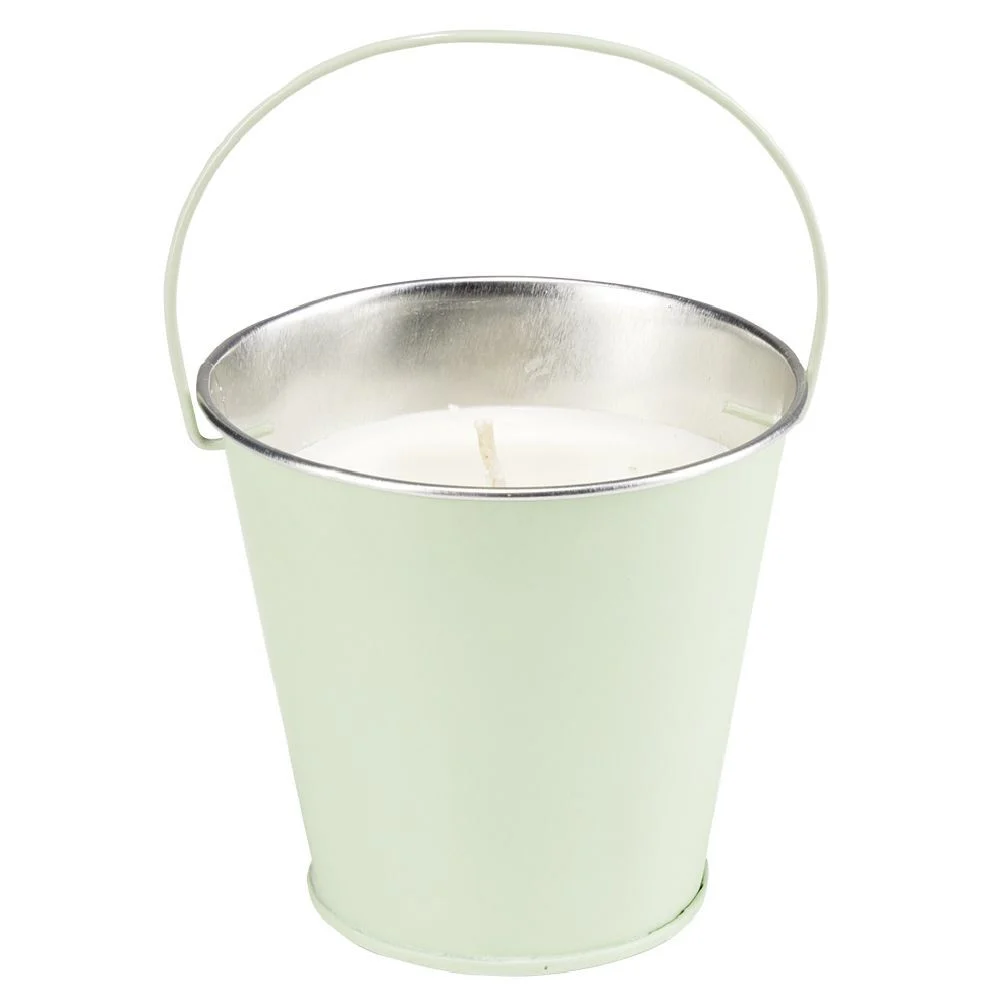 Bougie citronnelle soja et beurre de ghee seau métal pastel 42H