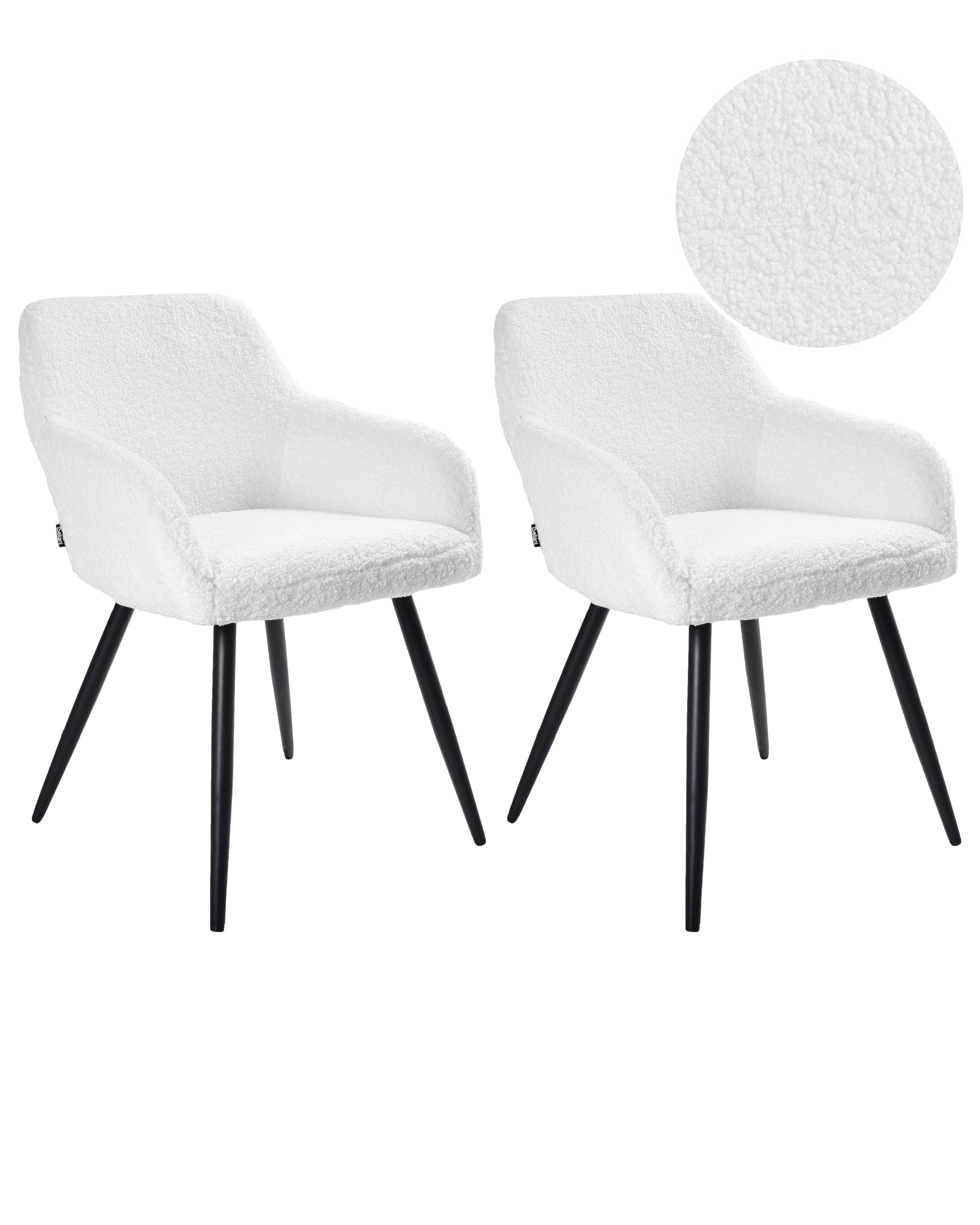 Set van 2 eetkamerstoelen CASMALIA Bouclé Gebroken wit