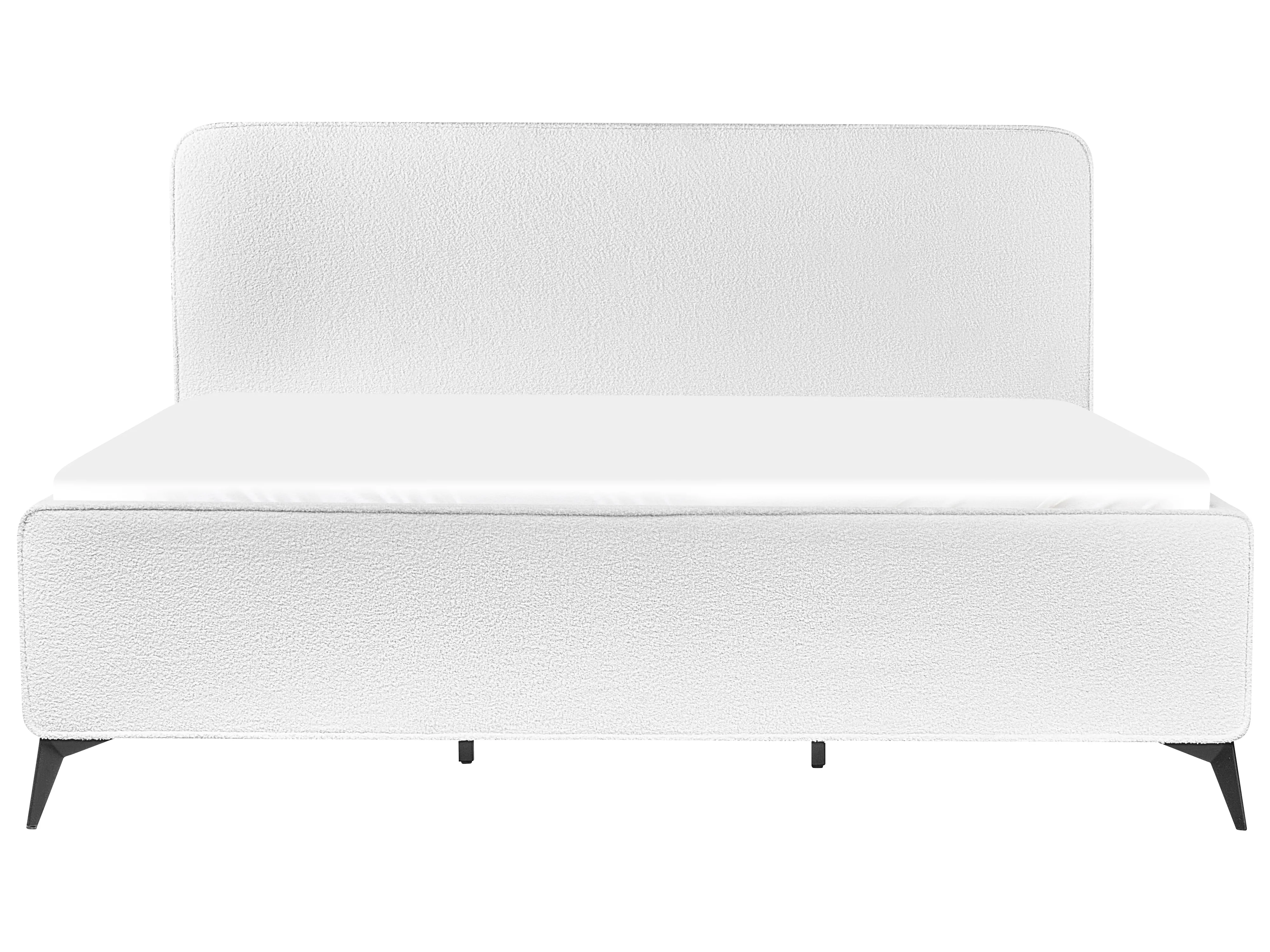 Bed Bouclé VALOGNES 180 x 200 cm Gebroken wit