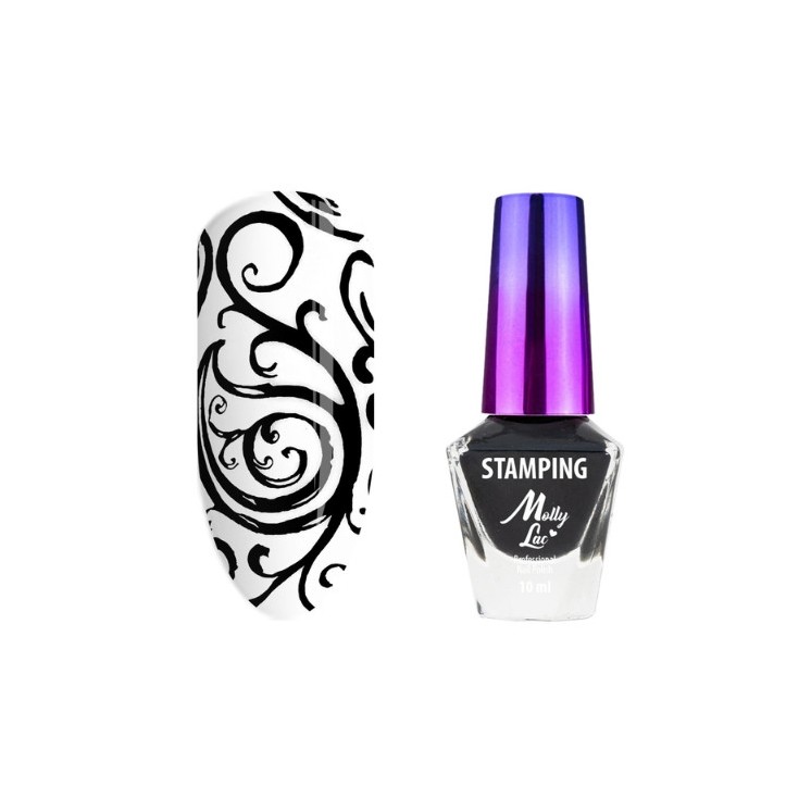 MollyLac Stempel- en Stempellak Zwart 10 ml