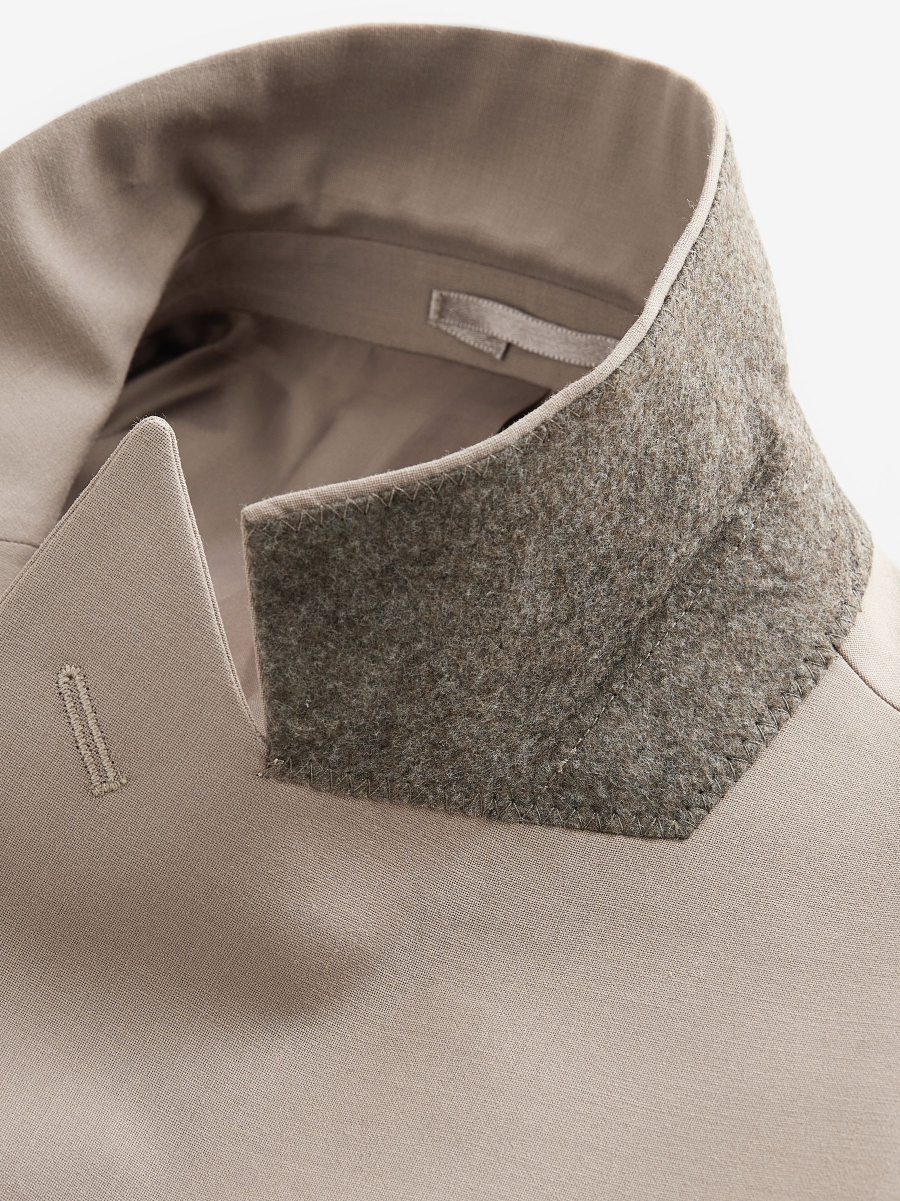 Pastelgeel - Slim fit Jack van wol Blend Motionflex Pak