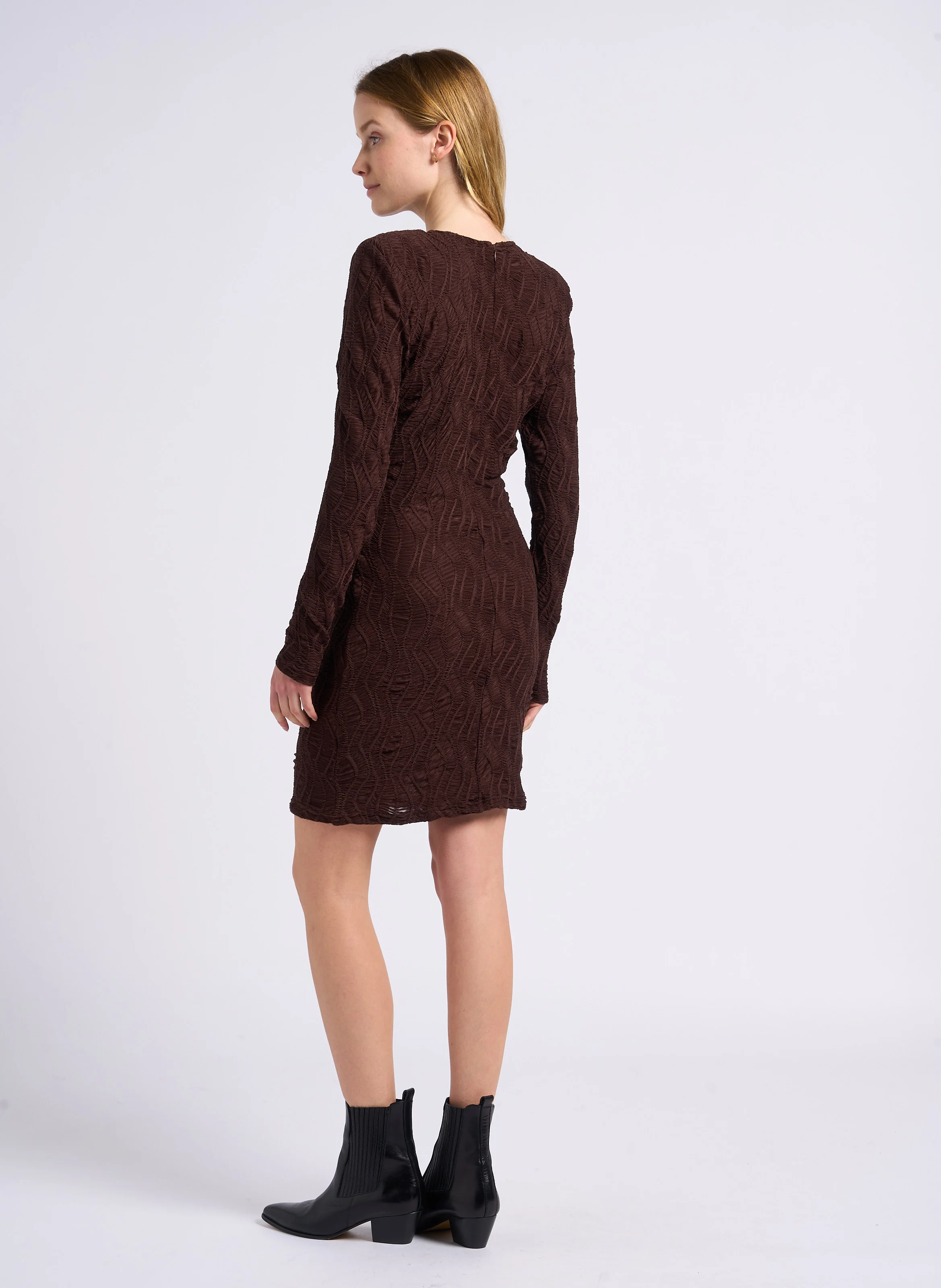 CIVI - Robe courte col rond | Marron