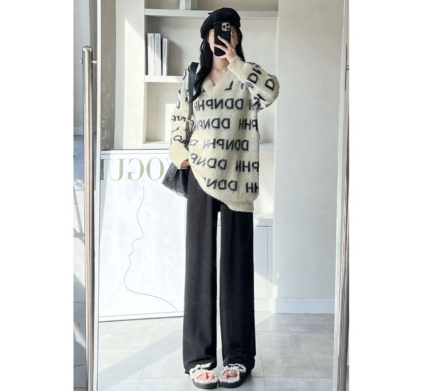 evanesce - High Rise Wide Leg Plain Knit Sweatpants