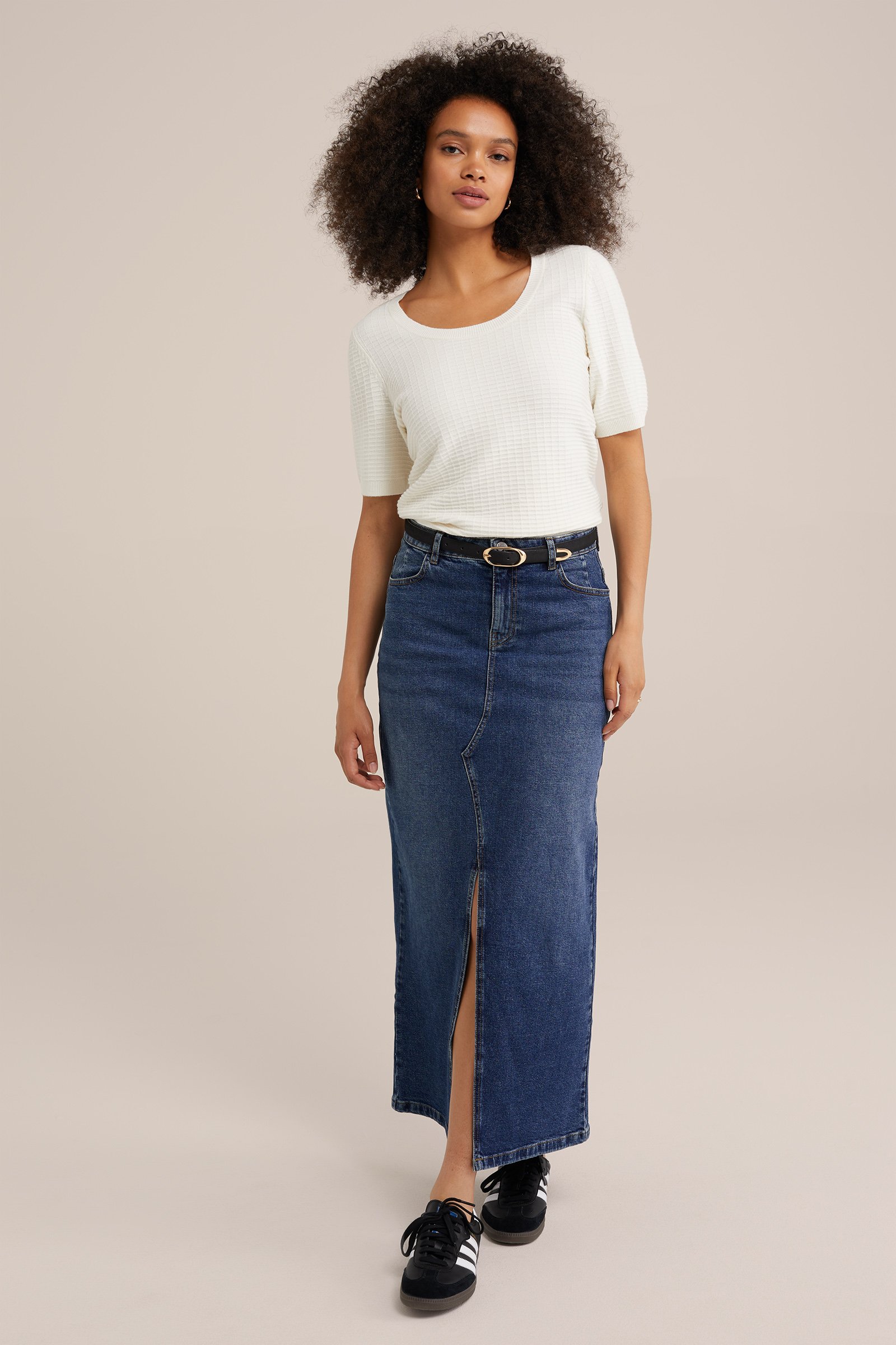 trui met structuur WE Fashion Wit