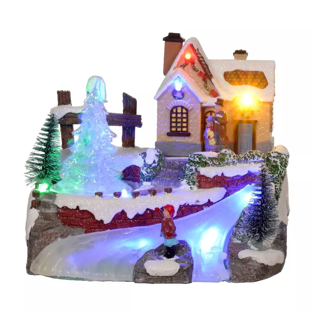 Village de Noël lumineux à piles Soirée d'hiver