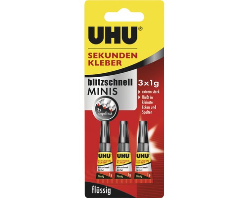 Uhu Super Glue Lightning Fast Minis Strip 3 x 1 g