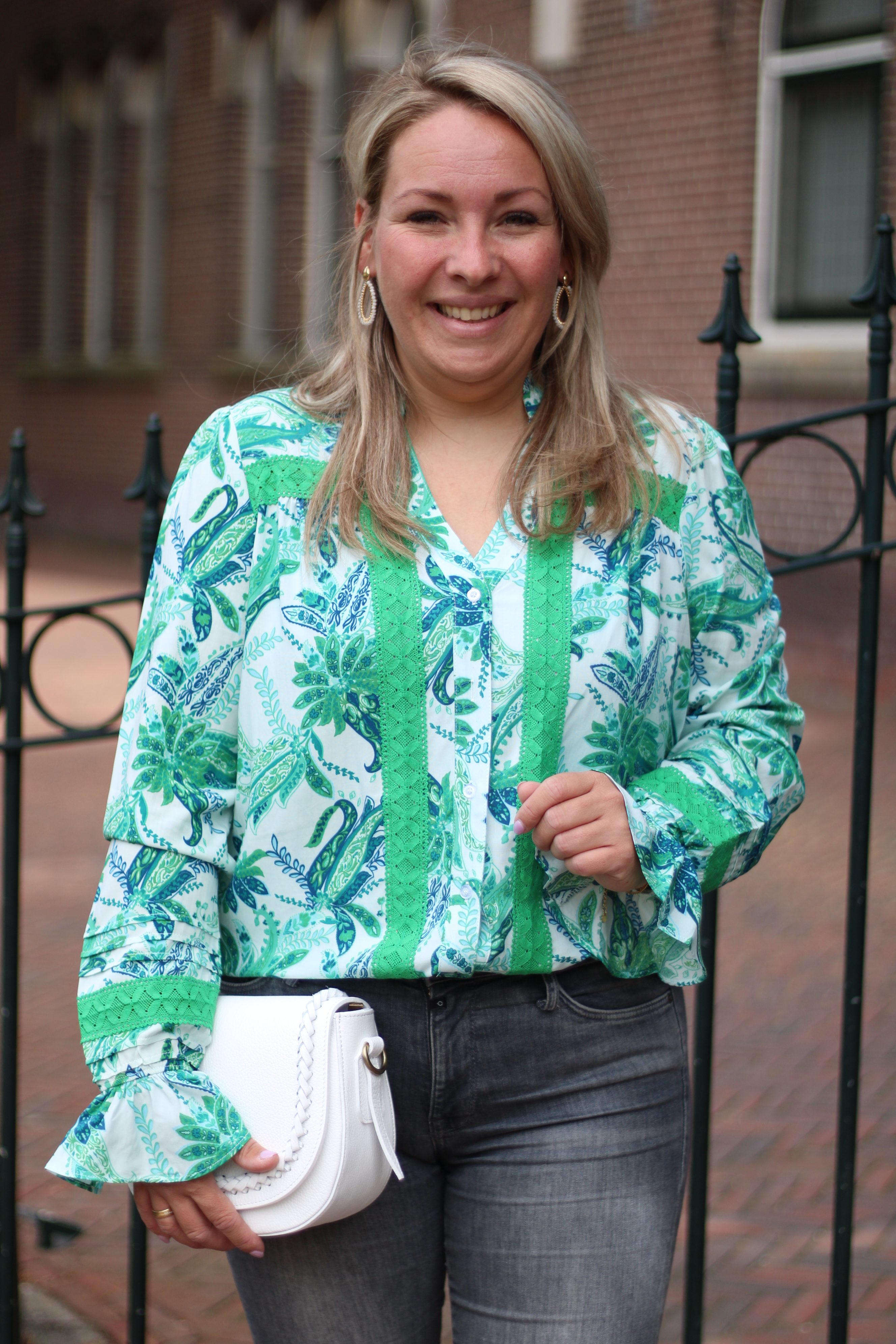 G-maxx - Nynke Blouse - Zand/Appel Groen
