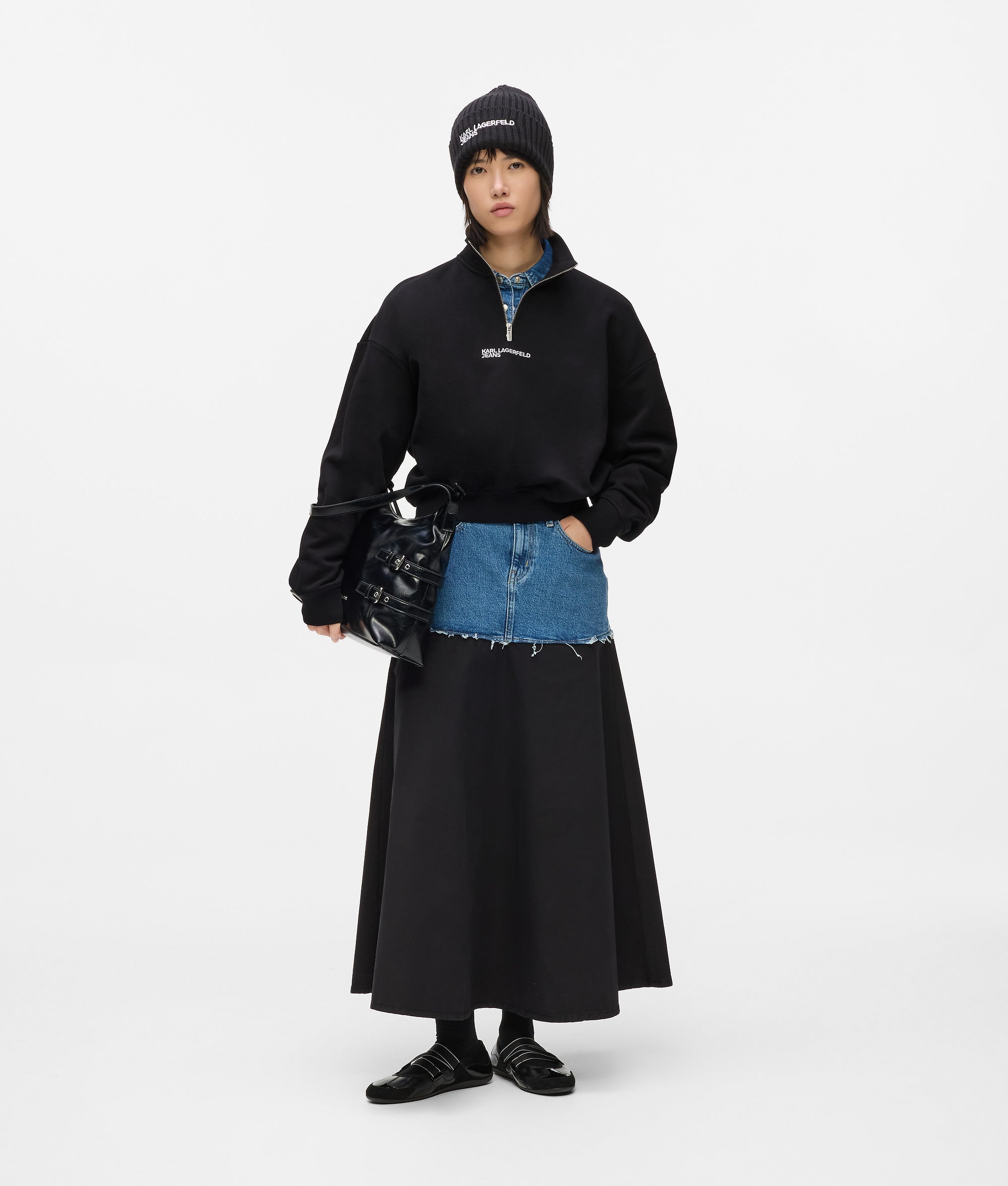 Sweatshirt met halve rits