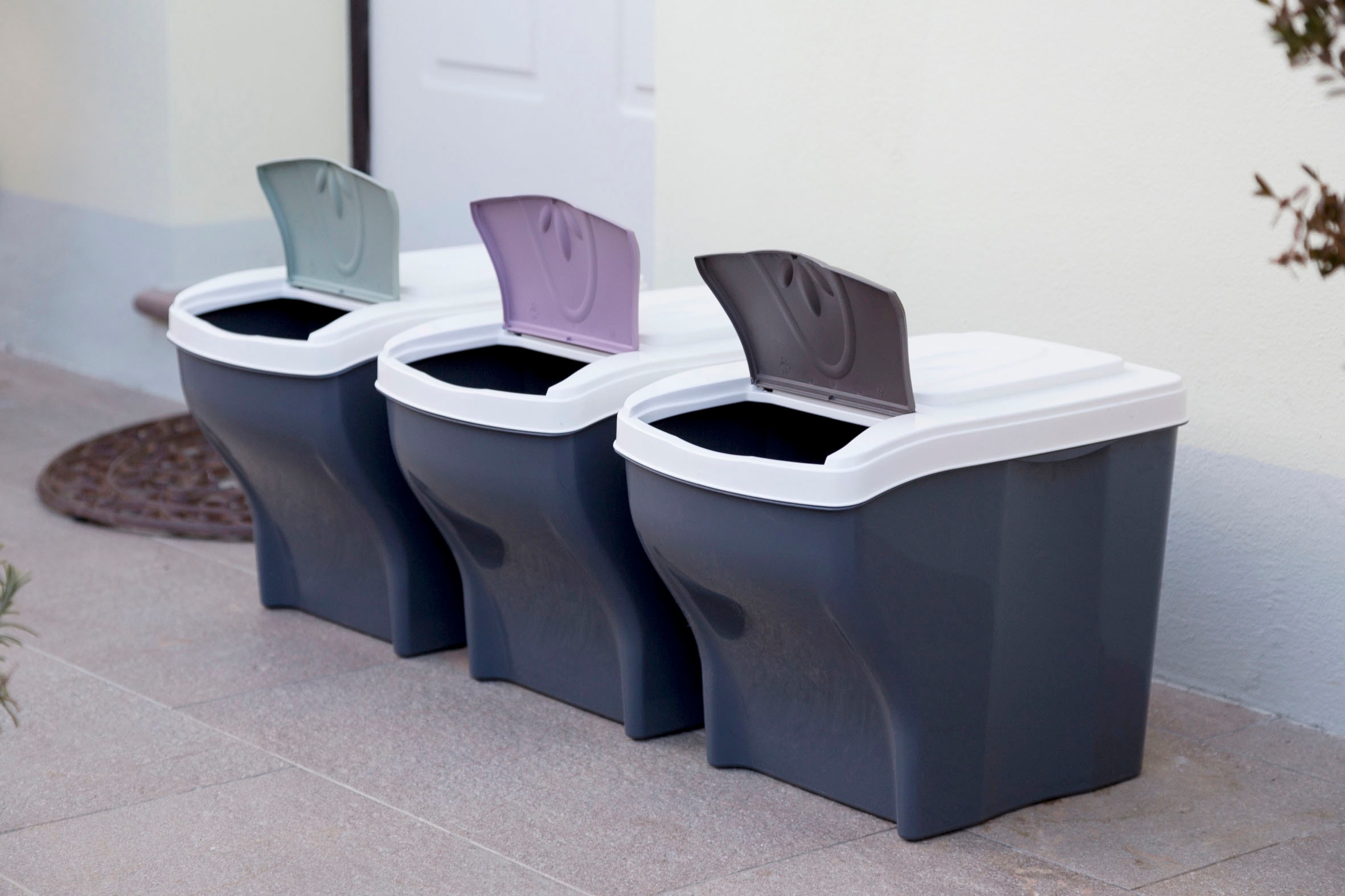 Bischof Bama Mülltrennsystem »FUN« 3 Behälter Kunststoff, abnehmbarer Deckel, 3tlg, je 20 Liter