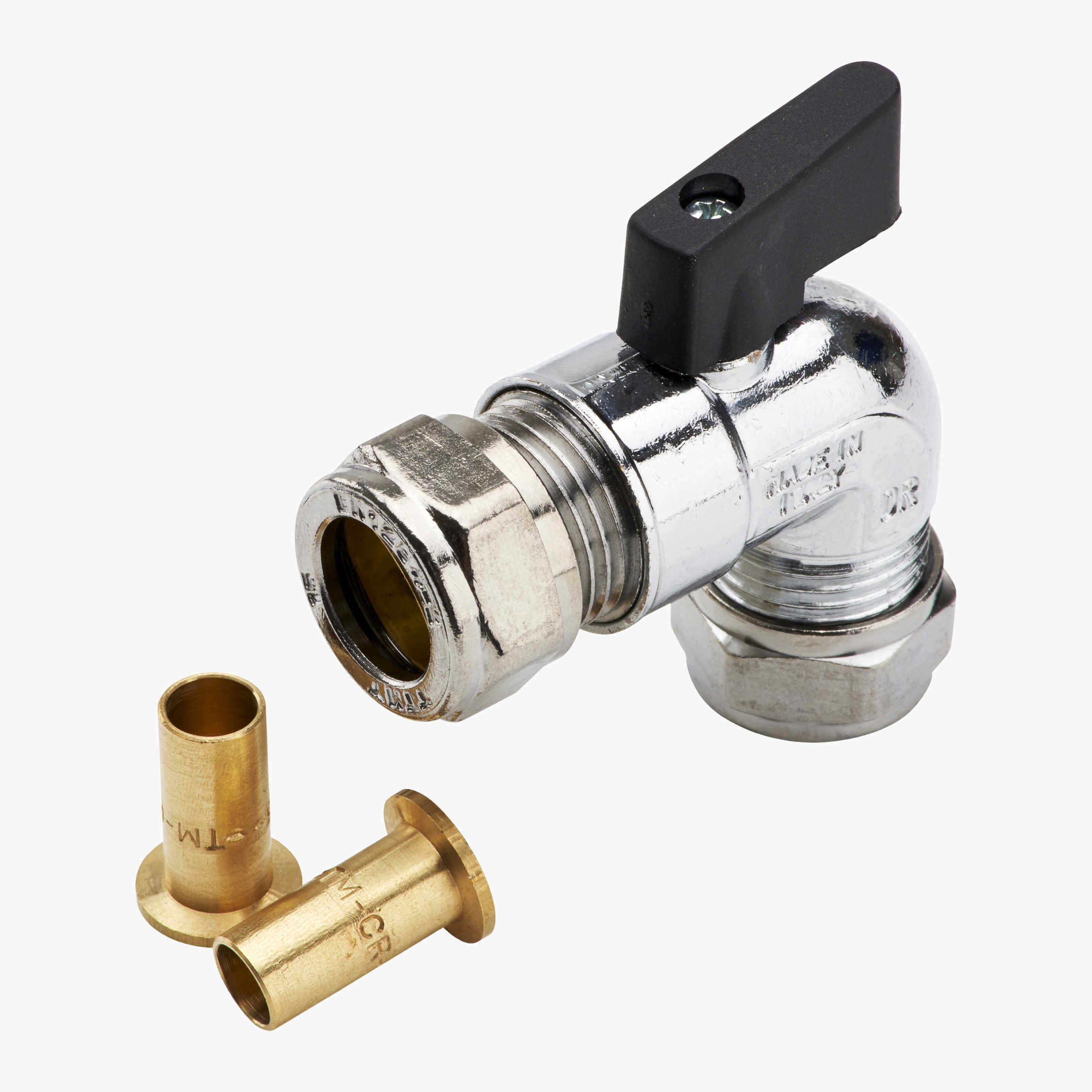 PEX minikuleventil, vinkel, 15 mm
