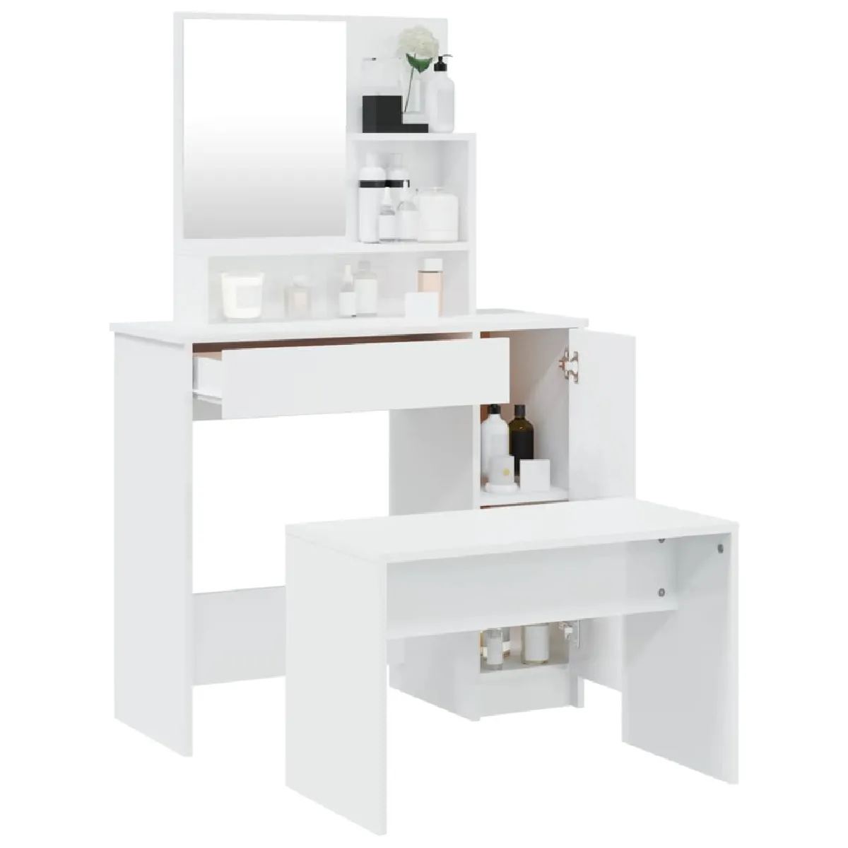 Vidaxl Vantiy Set - Blanc brillant