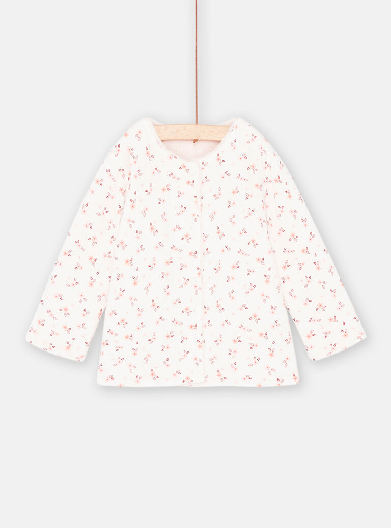 Cardigan rose dragée en soft boa réversible bébé fille