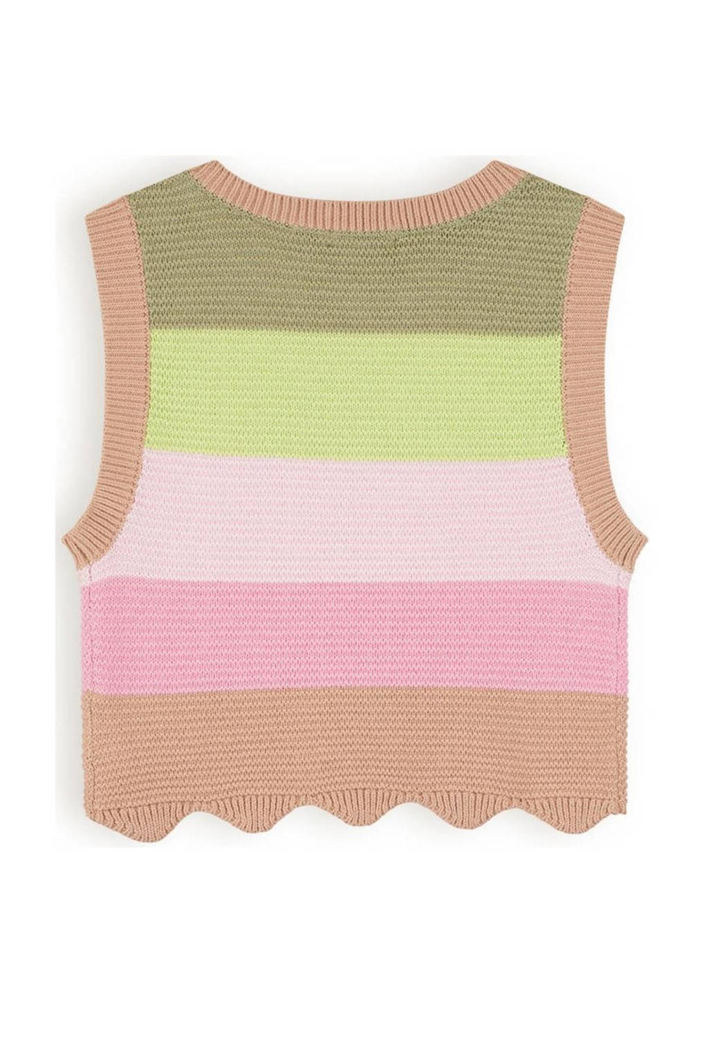 NONO gestreepte fijngebreide spencer Kosmic zand/multicolor