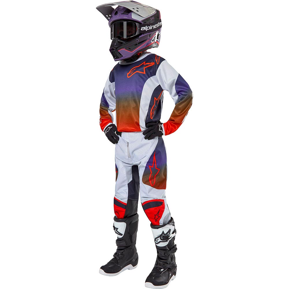 Alpinestars - Maillot enfant Youth Racer Hoen Gris Clair / Noir / Violet / Orange