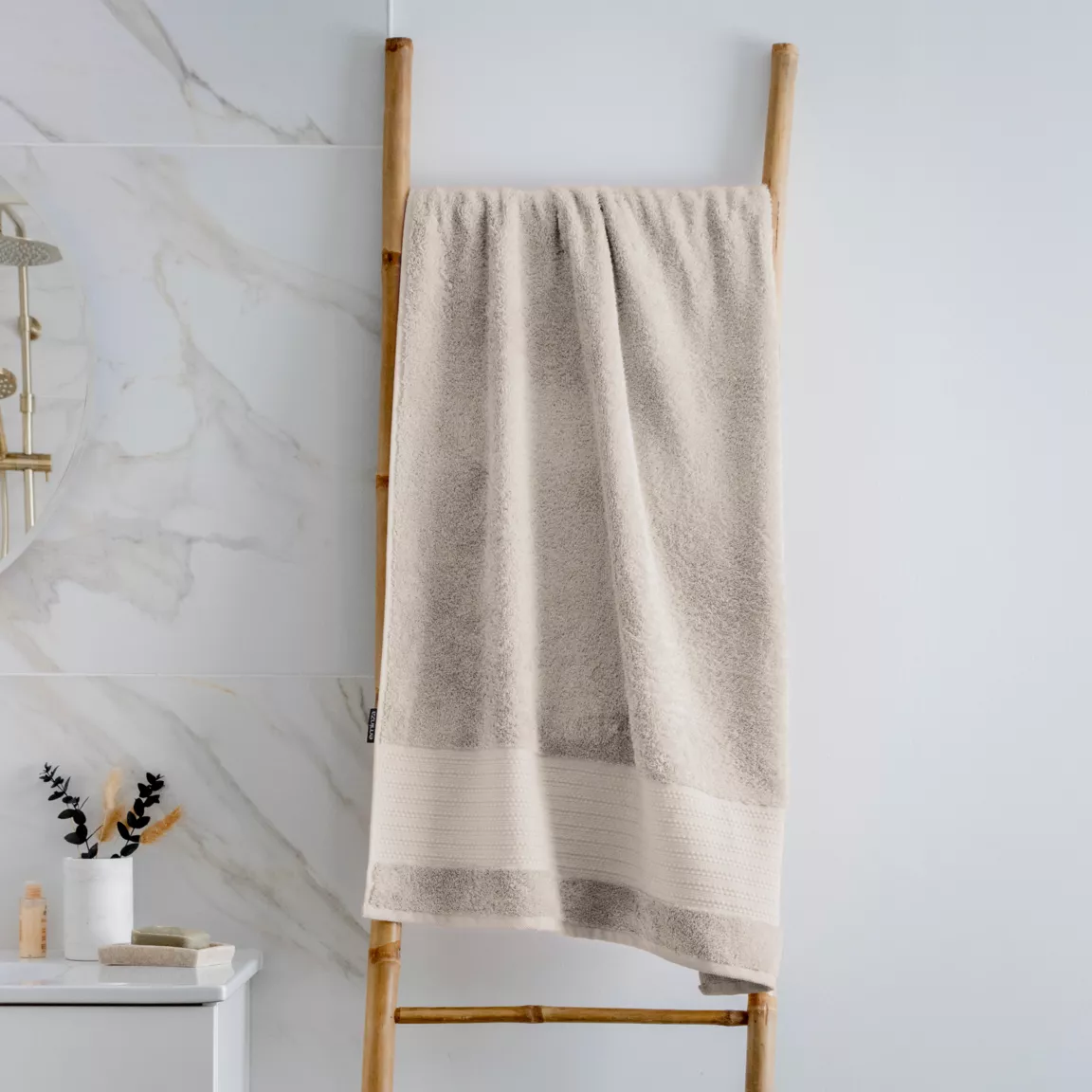 Serviette de bain coton bio (70 x 130 cm) Méline Beige pampa