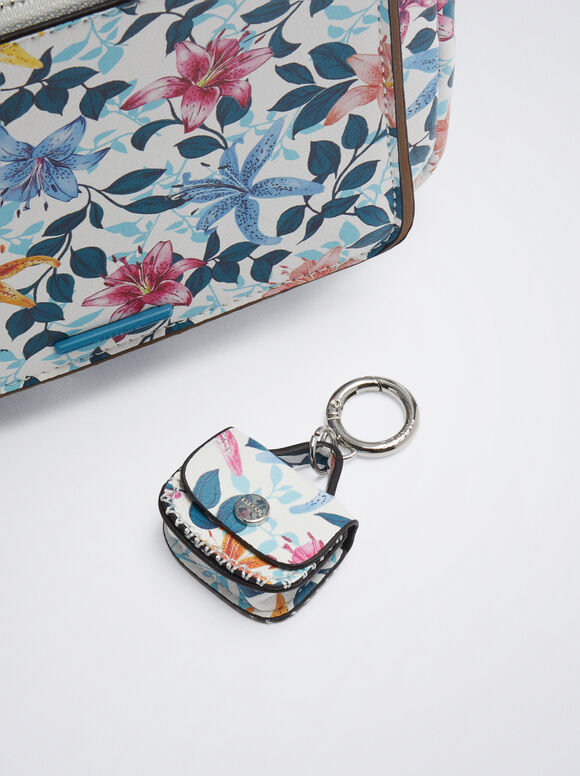 Mochila com estampa floral e alças - Rosa