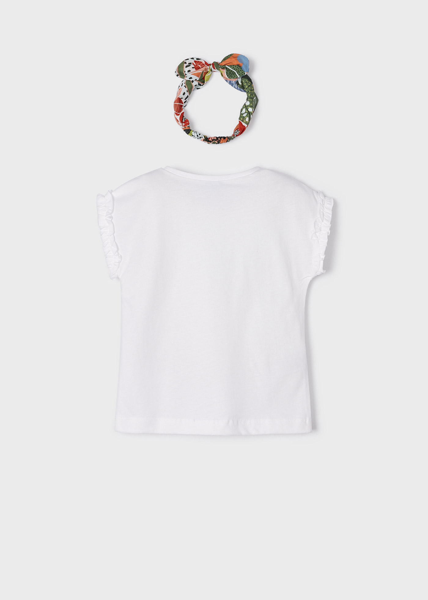 Conjunto de camiseta e faixa de cabelo em algodão sustentável para meninas.