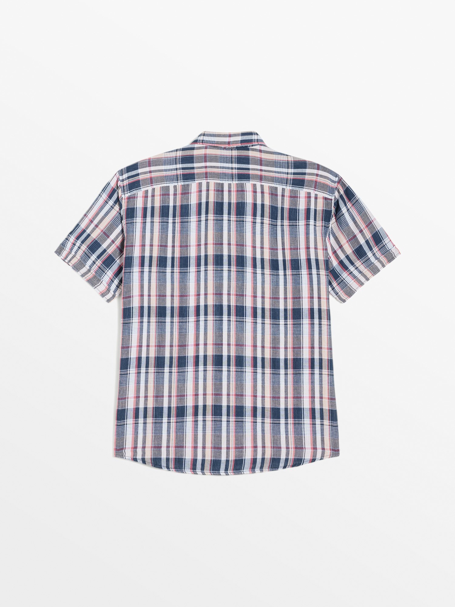 Chemise Homme Manches Courtes A Carreaux Marine
