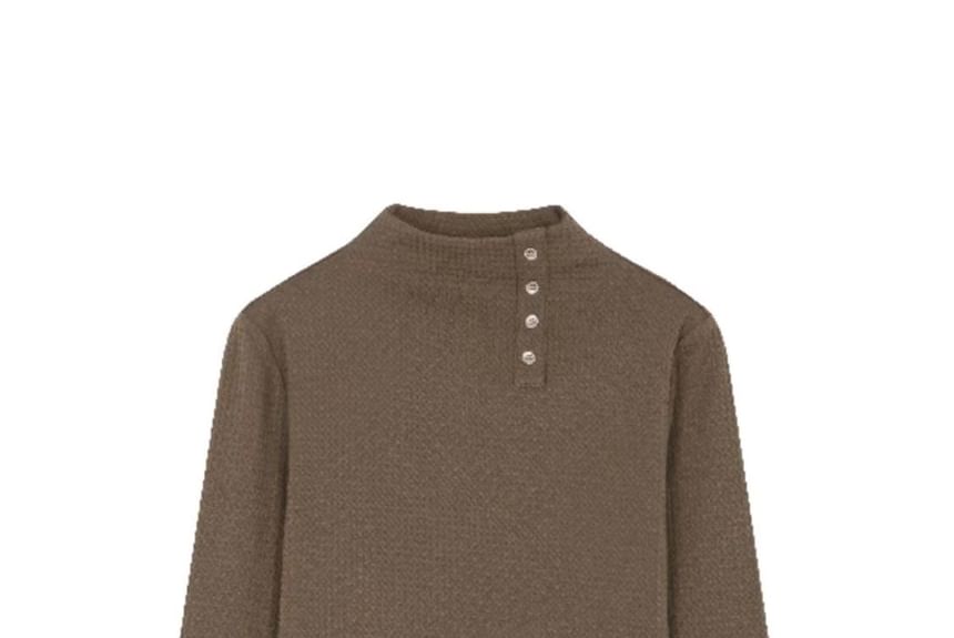 Jeonseon - T-shirt met lange mouwen en mockneck, effen