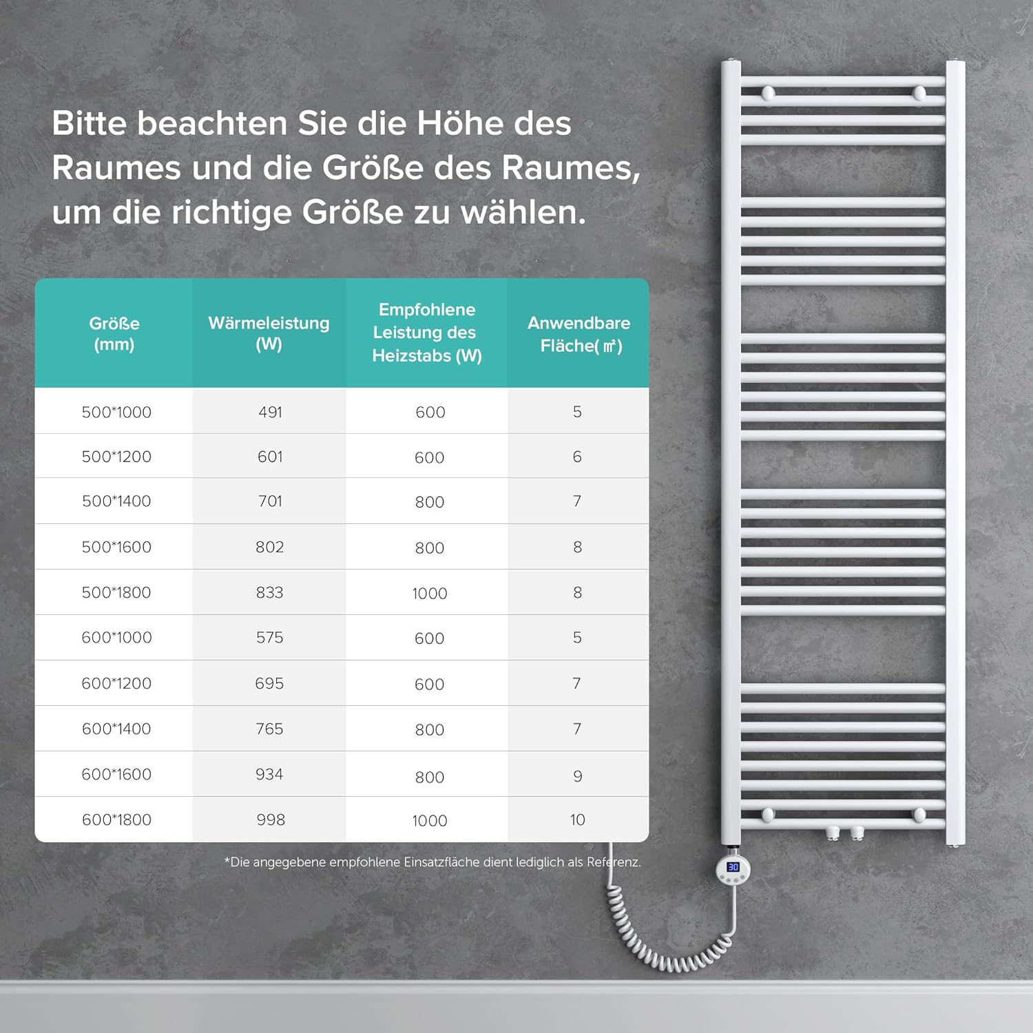 doporro Design Badheizung gerade 140x60cm Weiß Röhrenheizkörper Horizontal 2in1 Mittelanschluss oder Seitenanschluss Badheizkörper mit Heizstab 800W