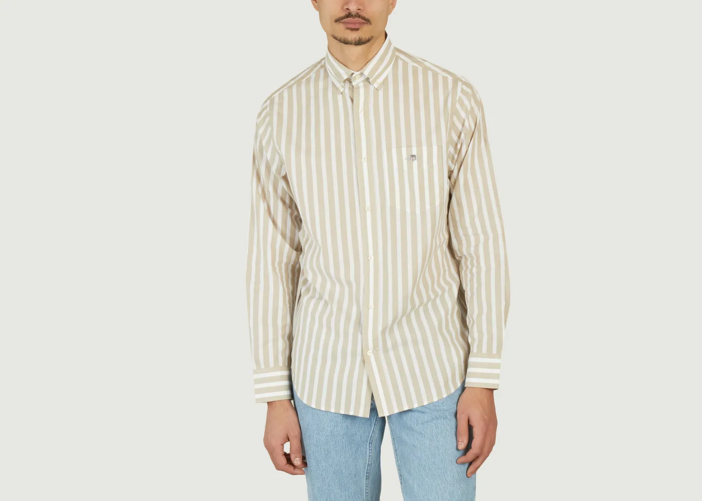 Chemise droite rayée en popeline de coton Gant