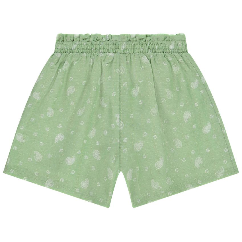 Short ample brillant imprimé cachemire pour fille - Vert