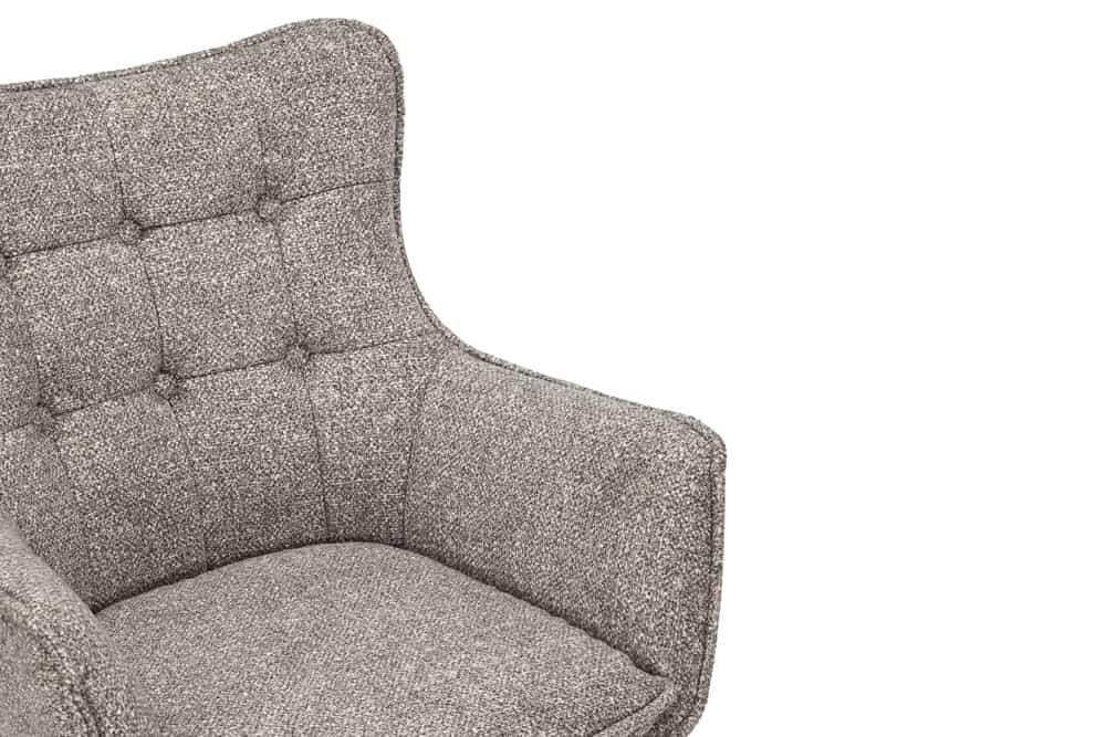 Drehbarer Stuhl THOR taupe Strukturstoff braun Wenge Eichenholz 360° mit Armlehne