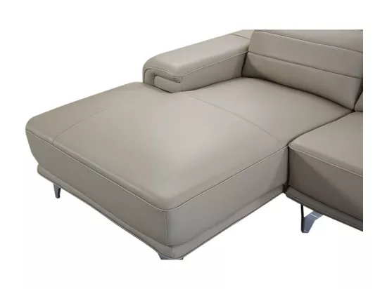 Canapé d'angle en cuir KARL Beige - Angle Droit