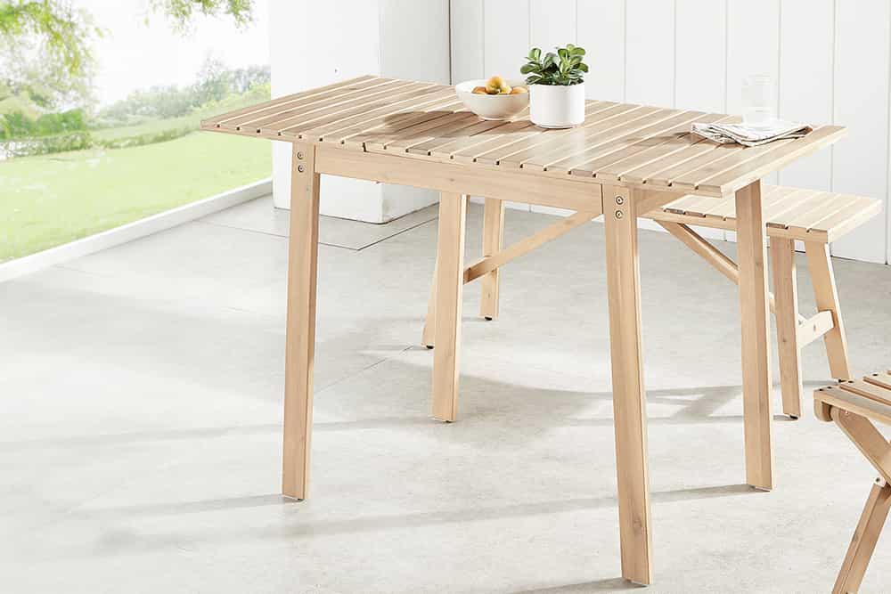 Outdoor Balkontisch BALI 110cm natur hell Akazienholz ausklappbar wetterfest