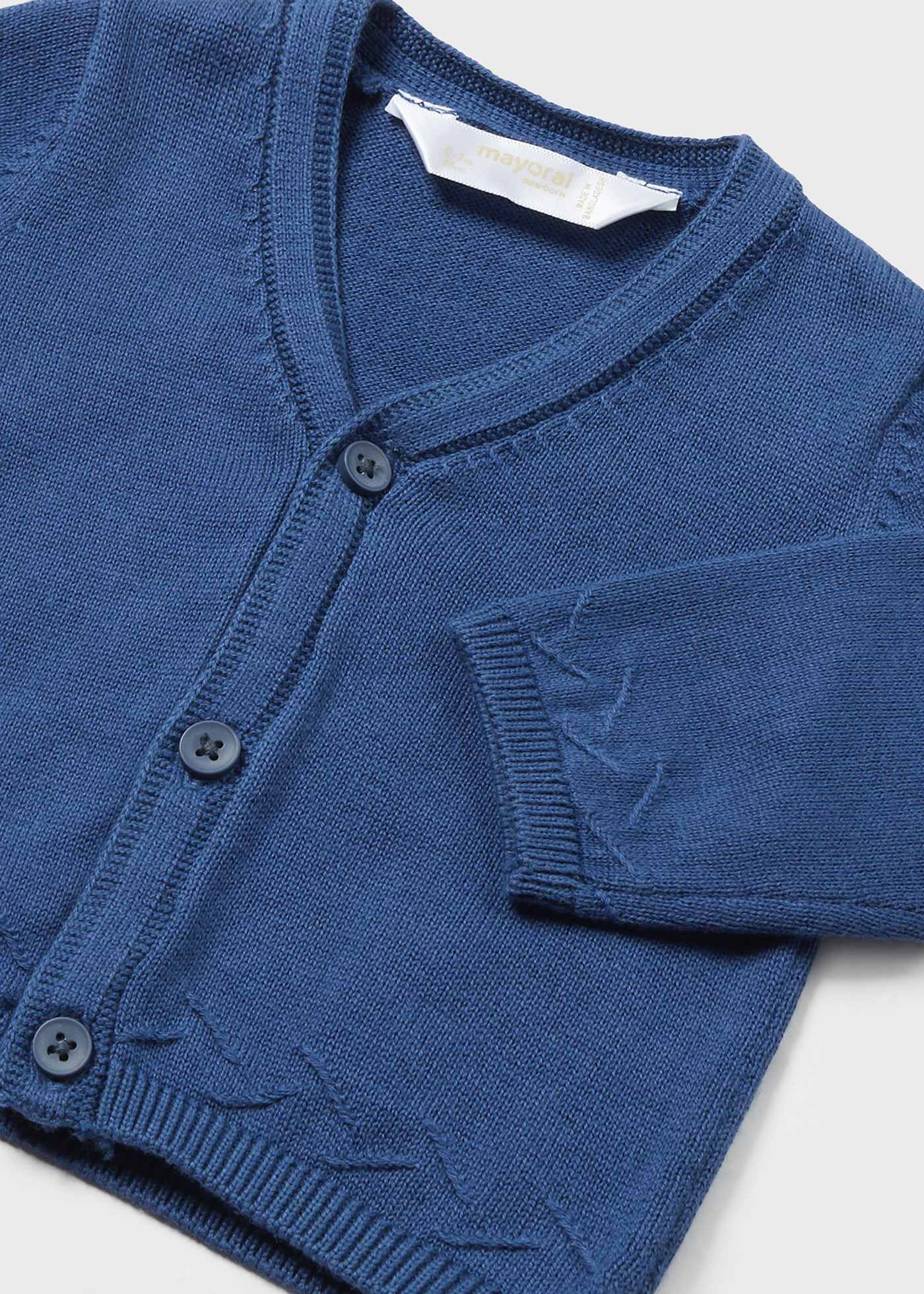 Cardigã Better Cotton Cerulean para recém-nascidos com decote em V