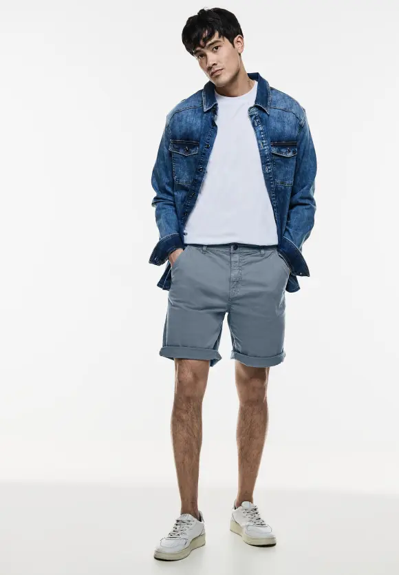 Regular Fit Chinoshorts - steel blue