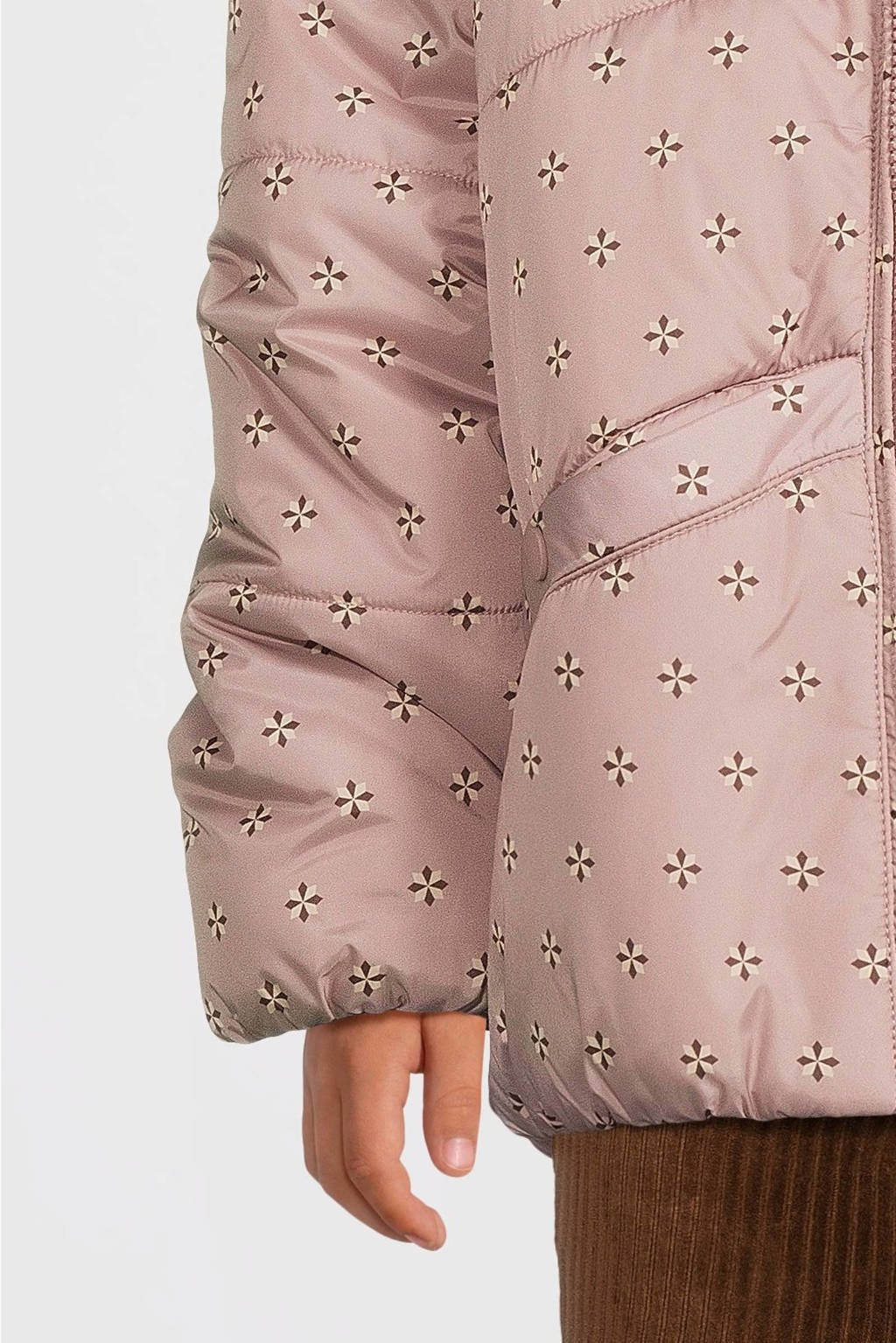 LOOXS gewatteerde winterjas met all over print roze