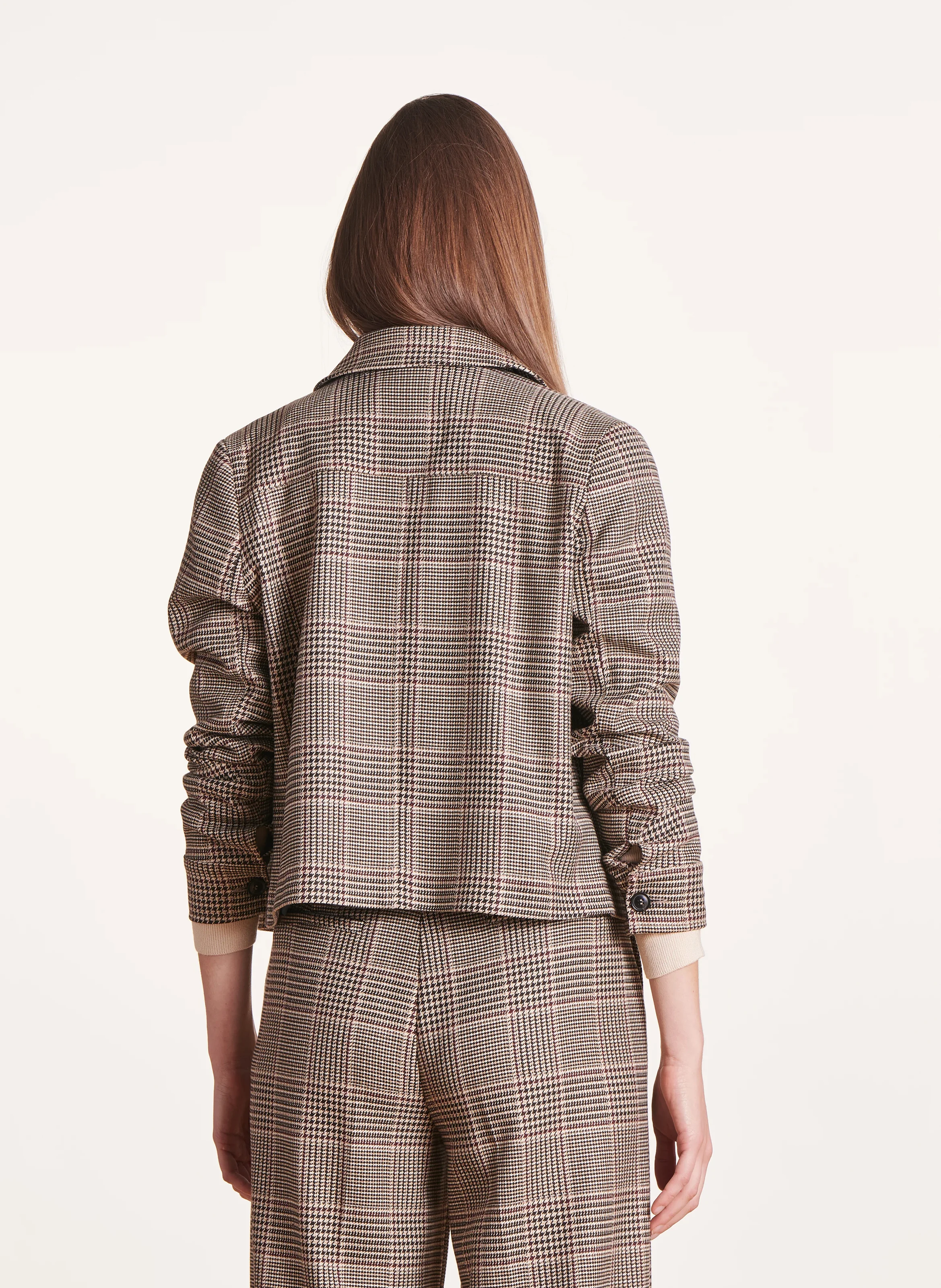 Veste courte à carreaux | Marron