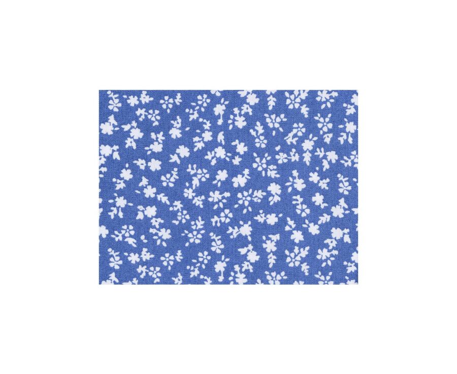 Chemise coton bleue imprimée fleurs blanches - FLORANTIN MC