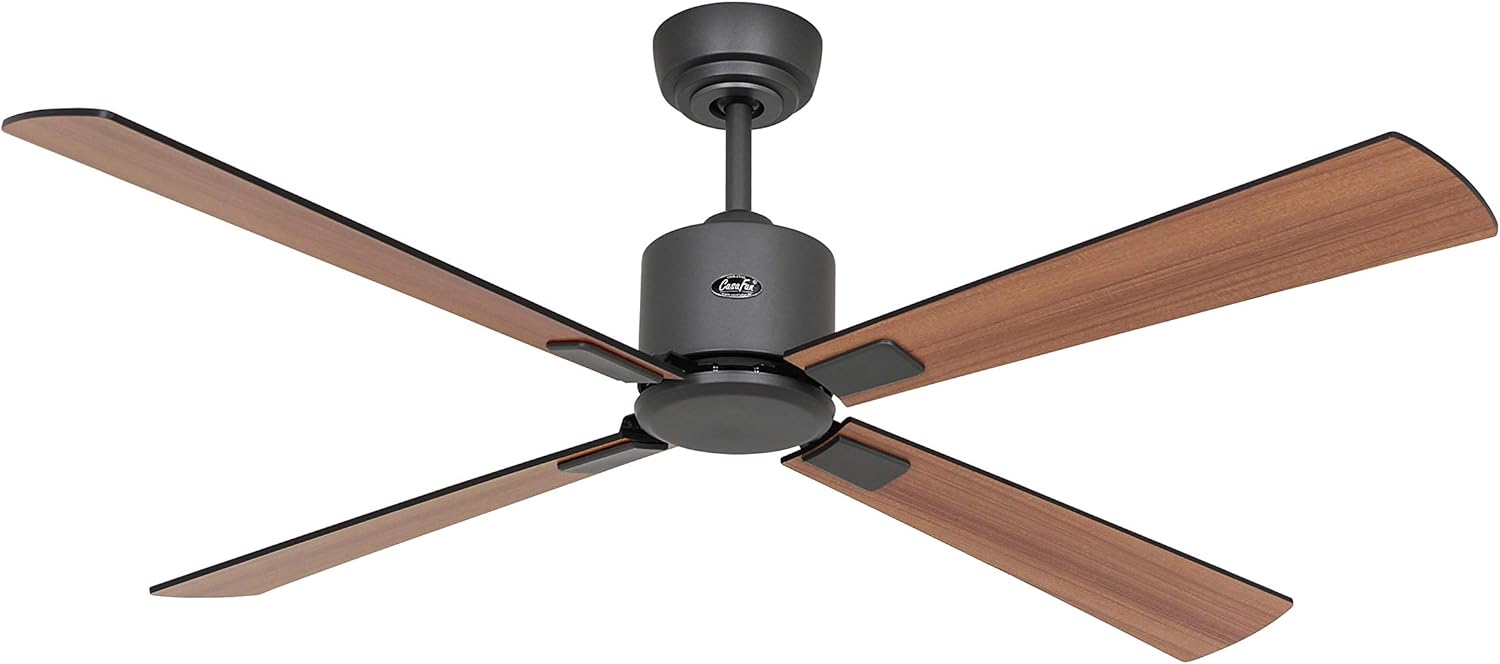 CasaFan ECO NEO III 132 WiFi Deckenventilator, Energiesparender & leiser Ventilator mit hochwertigen Holzflügeln, 6 Geschwindigkeiten mit Fernbedienung, für Räume bis 25 qm & Schrägen bis 23°
