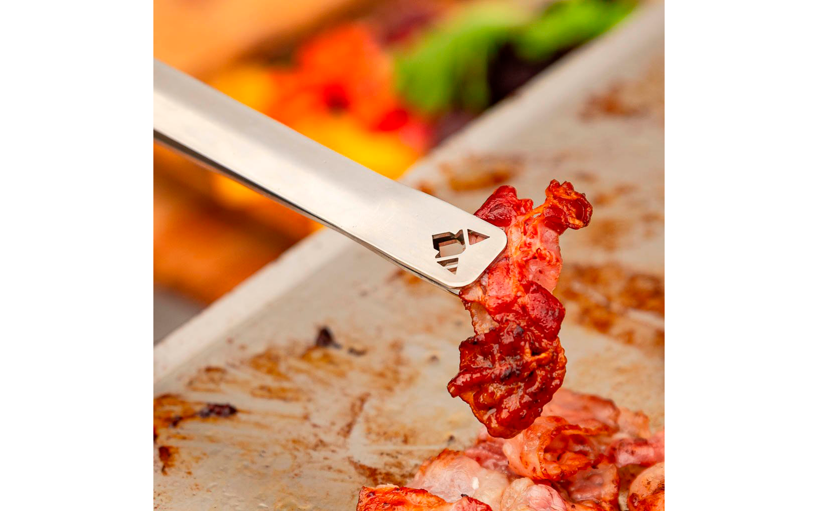 Fennek Grillzange klein 32 cm silber