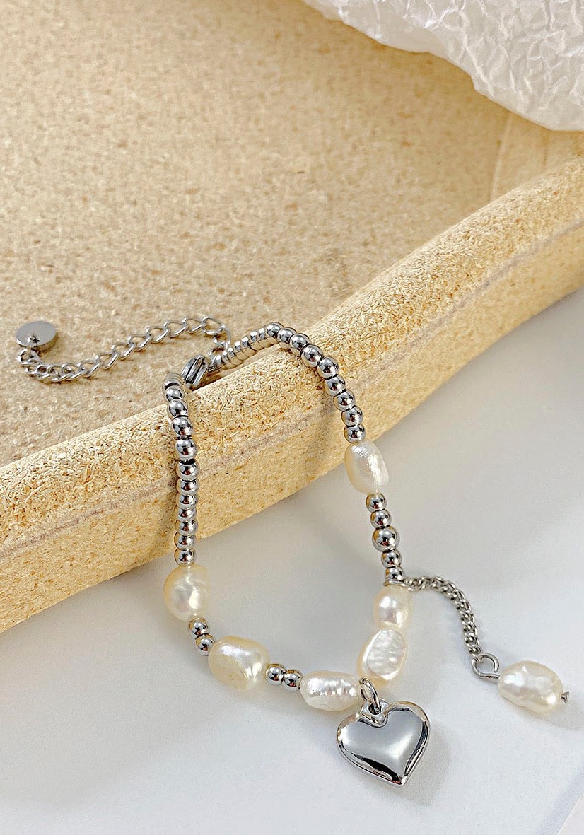 Firetti Edelstahlarmband »Schmuck Geschenk Herz & Perlen« mit Süsswasserzuchtperle