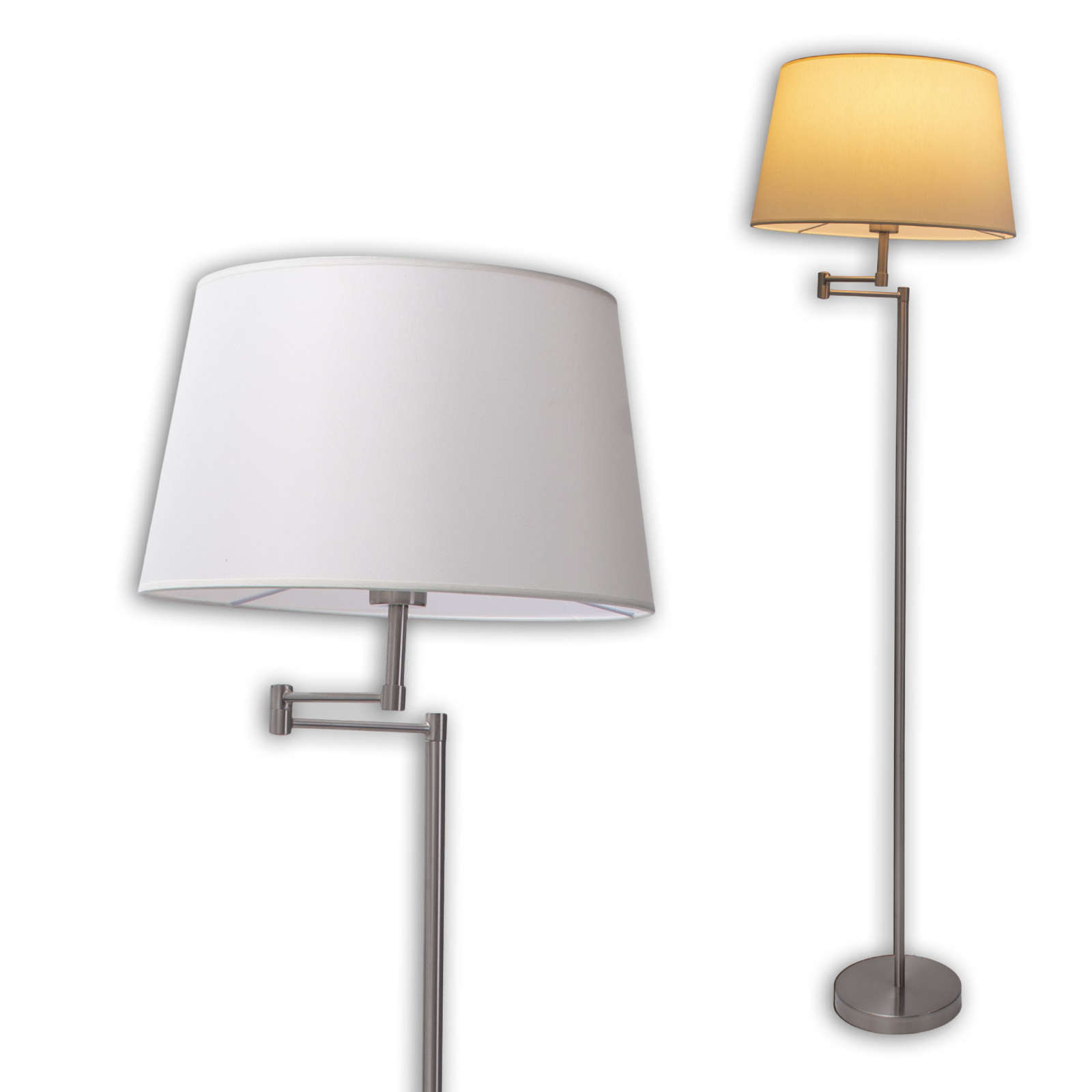 Stehleuchte - silberfarben-beige - 158 cm