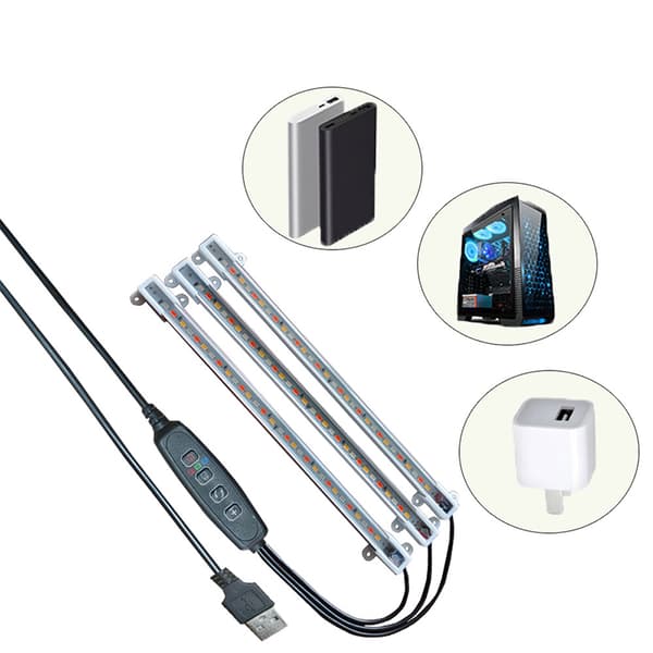 INF Plantelysstativ, 5-armet USB-drevet LED-plantelys (adapter ikke inkludert)