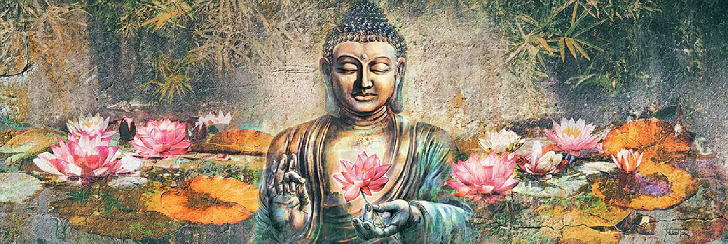 Poster Lotus Buddha, 53 x 158 cm