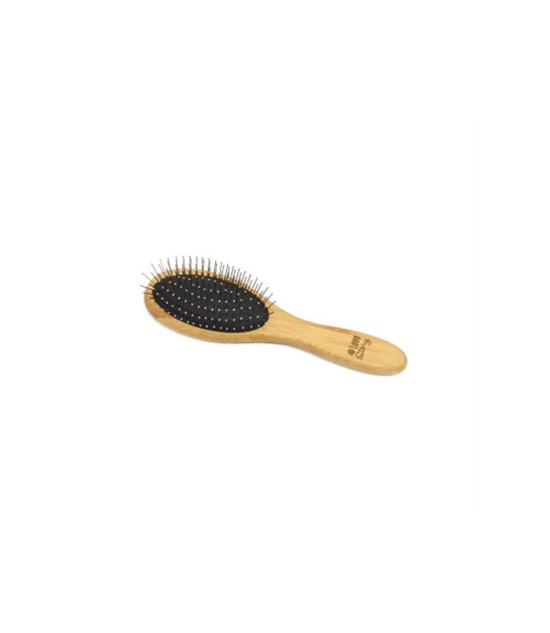 Paris Prix - Brosse De Toilettage Bambou picots Perles 22cm Naturel