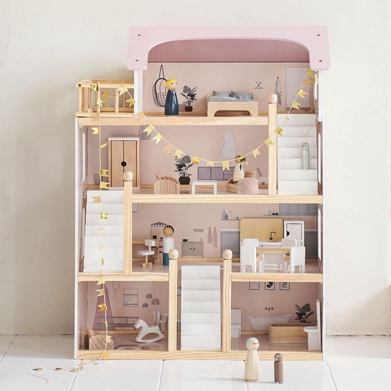 La Lyonaise - Poppenhuis - Inclusief Poppenmeubels - 80cm
