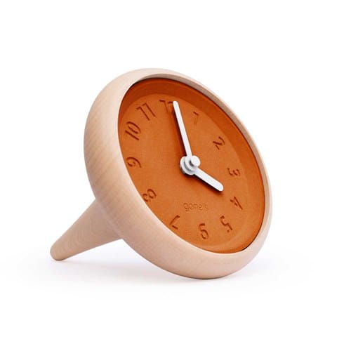 Toupie - horloge table bois béton-blanc
