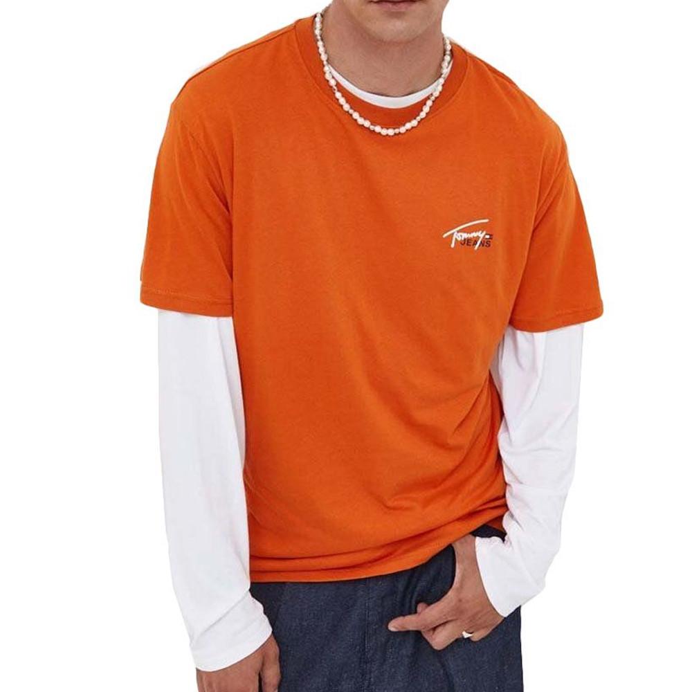 Tommy Hilfiger T-shirt Orange Homme Tommy Hilfiger Small Flag
