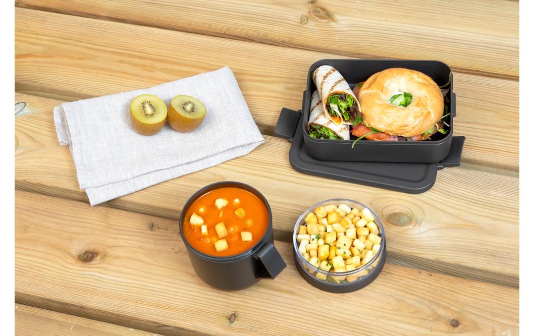 Lunchbox Make & Take DunkelgrauSet mit Lunchbox und Suppentasse